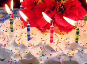 Birthday Flower Cake on Birthday Cake  Birthday Cake With Colored Candles And Flower Ornaments