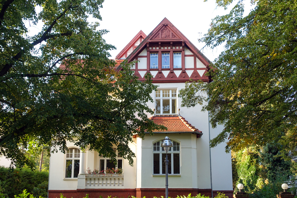 half-timbered gable house
