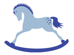 Blue Rocking Horse: Rocking horse - blue for a boy. Isolated over white.