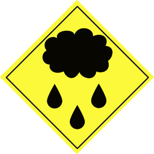 Weather warning sign 2: Cloud and rain symbol