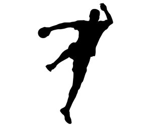 Silhouette of handball player : Shape of sportsman