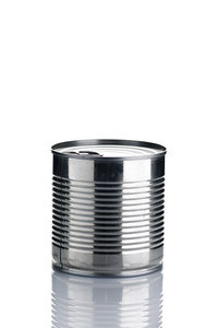 Tin Can: A tin can isolated over white with reflection.