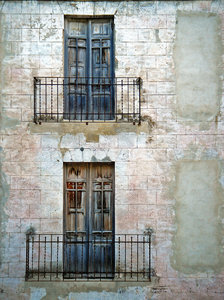Balconies: Abandoned house beside Gandia Blasco's  Factory, view from La Glorieta. Onteniente, Valencia