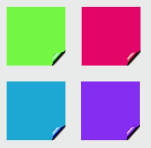 Stickers 12 Squares: Square stickers with a lifted edge, in pastel colours. Copyspace for your pricing, message or announcement. May be used as web buttons.