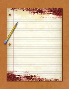 Pencil and Paper: A grungy sheet of notebook paper and a pencil.