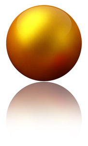 Gold Ball: A gold ball with a reflection.