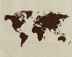 Linen Map: Linen textured world map.  Lots of copyspace.