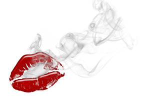 lips with smoke