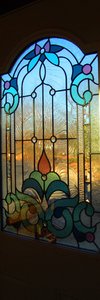 Stain Glass view of the world: Stain Glass window looking out onto the world