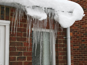 Icicles and snow