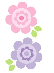Simple deco flowers: Set of two simple colorful flowers for deco and design (isolated)