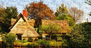 Old English thatched cottage w