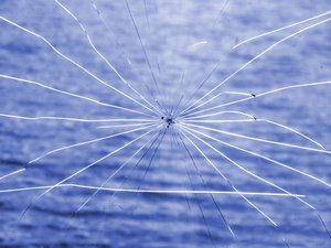 spidery cracked glass window