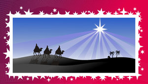 Three Kings: three kings walking to the Child of Jesus, another versions