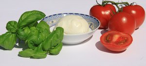 Italian food II: Basil, mozzarella and tomato in the colors of Italy