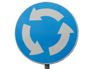 Roundabout: Just a blue sign.