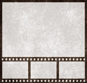 Film Strip Grunge: Grunge textured film strip with a large placeholder above for larger scale preview.