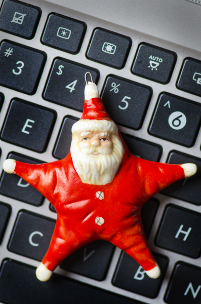 Star Santa on keyboard