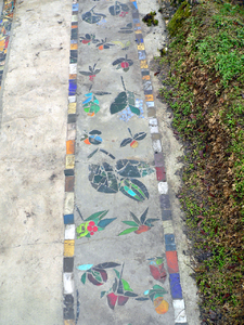 Gaudi-style pathway: Gaudi-style mosaic tiling on a pathway (in a parsonage yard in Riga, Latvia).