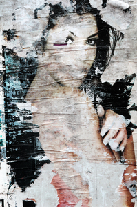 Urban portrait: Peeled poster. urban mona lisa