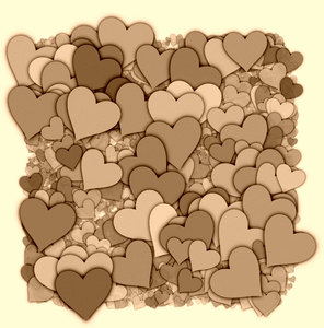 Hearts Texture 1: A 3d cluster of decorative hearts which makes a great texture, fill, stand-alone image or background.